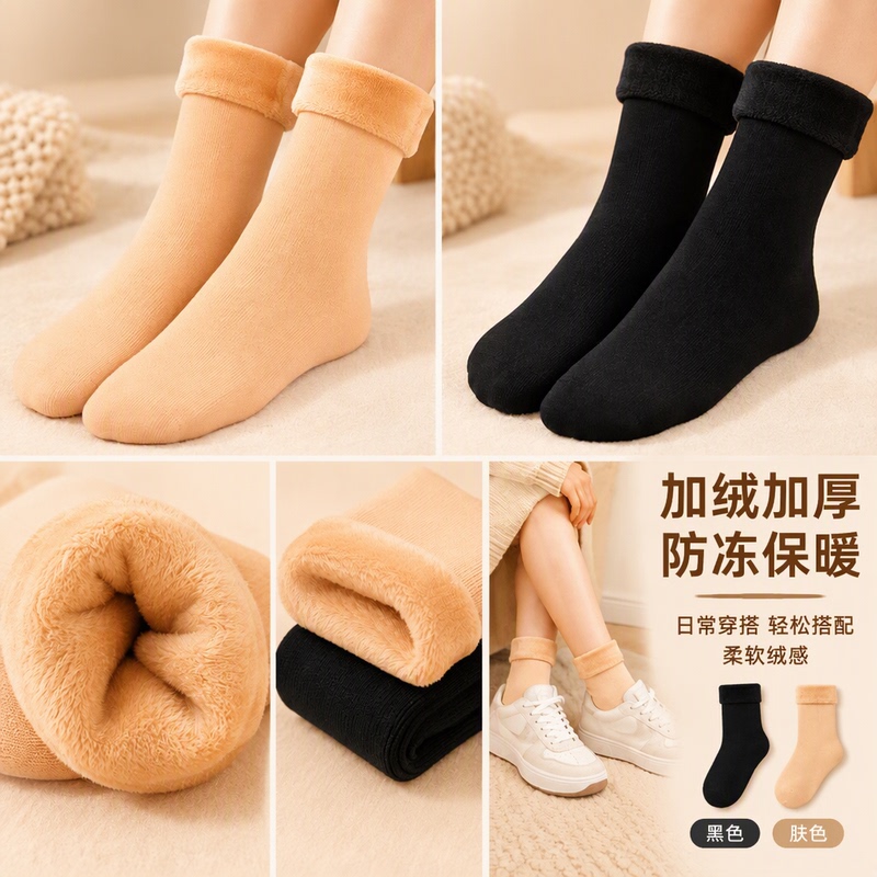 Unisex Winter Fleece-Lined Thick Anti-Odor Anti-Freeze Warm Snow Socks Mid-Calf Socks Solid Color Cold-Resistant -30 ° Unisex Winter Fleece-Lined Thick Anti-Odor Anti-Freeze Warm Snow Socks Mid-Calf Socks Solid Color Cold-Resistant -30 °