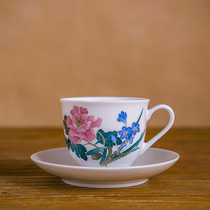 Bidding starts at 1 yuan. Rare old porcelain cups and saucers made in the 1970s. Hand-painted ceramic teacups and coffee cups made of porcelain Hongjiang clay.