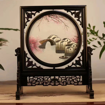 Su embroidery pure hand embroidery purple sandalwood double-sided embroidery ornaments Jiangnan Water Town new Chinese style craft gifts