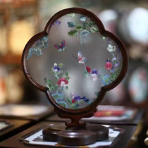 Su embroidery pure hand embroidery chicken wing wood double-sided embroidery ornament Butterflies and Flowers creative Chinese style craft ornament