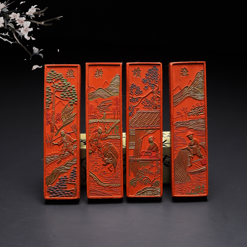 Fishing Woodland Plowing Read] 319 gr fine Sand Ancient Method Handmade Ink Strips 4 ingots 2019 Chuancheng Man's item Victory works