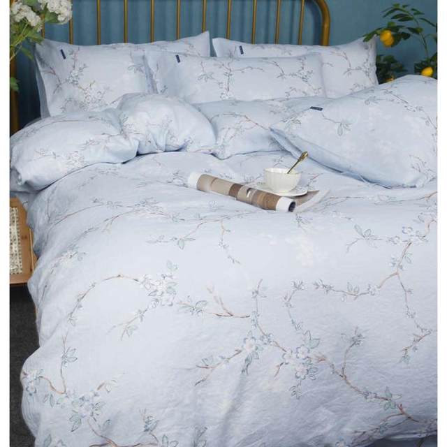 Factory French Rain Dew Cooling Bed Sheet Printed Linen Single Double Quilt Cover