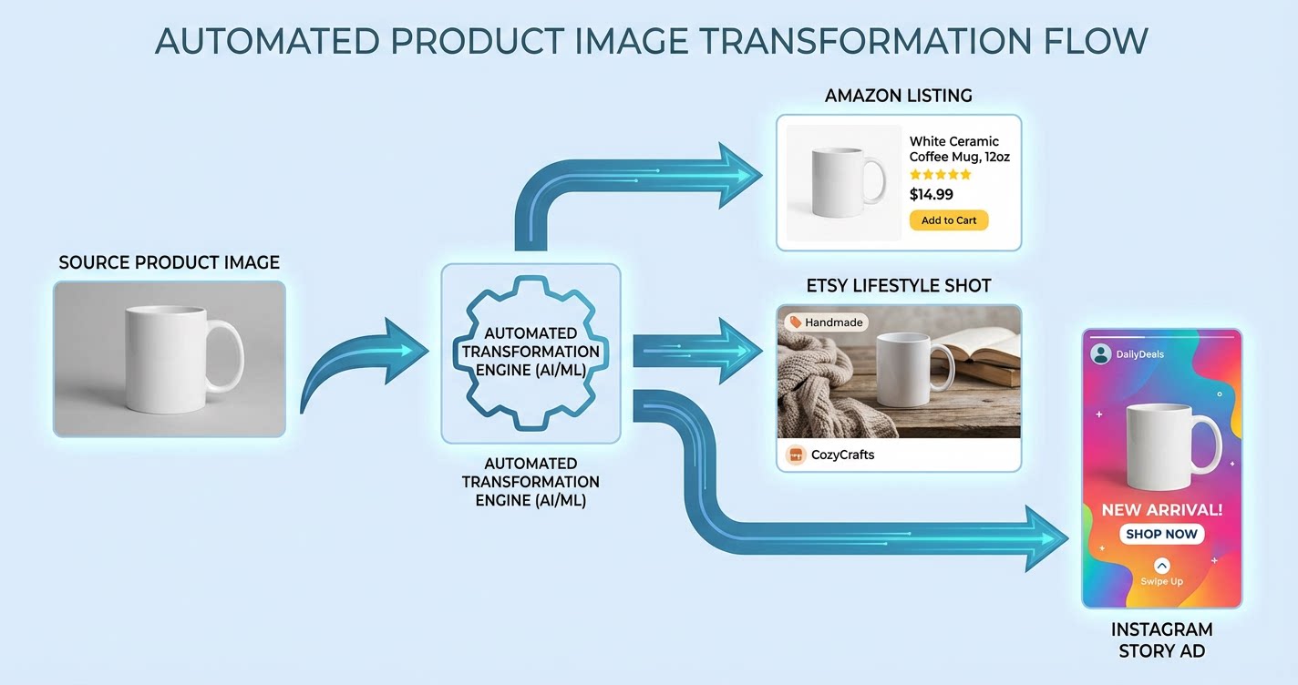 Automated product image transformation flow
