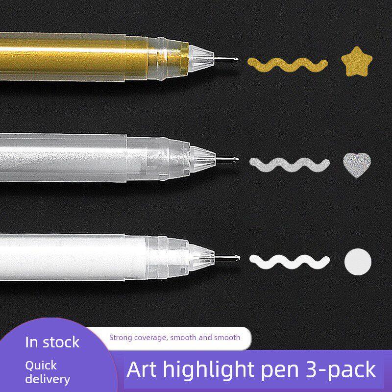 Art Highlighter White Pen, White Highlighter Drawing Pen, Waterproof Quick-Dry Hand-Drawn Sketching Pen, Special for Art Students, Gold and Silver Colored Gel Pen, Hook Pen, Fluorescent Pen, Acrylic Marker Pen Art Highlighter White Pen, White Highlighter Drawing Pen, Waterproof Quick-Dry Hand-Drawn Sketching Pen, Special for Art Students, Gold and Silver Colored Gel Pen, Hook Pen, Fluorescent Pen, Acrylic Marker Pen