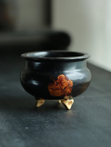 Jizhou kiln brown colored wood leaf furnace