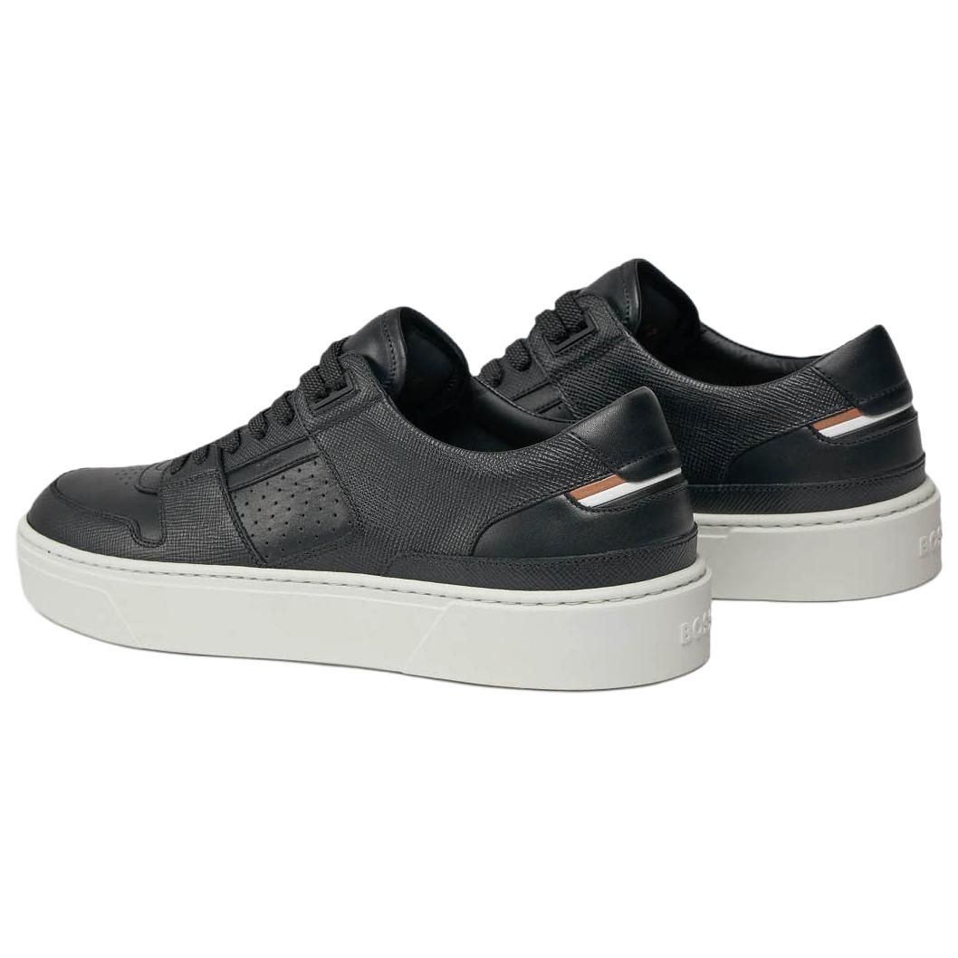 HUGO BOSS 圆头系带舒适 低帮 板鞋 男款 黑色 - 图2