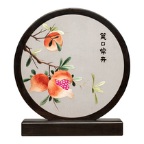 Suzhou embroidery pure hand embroidery purple sandalwood double-sided embroidery ornament Smiling Always Open creative Chinese style craft ornament