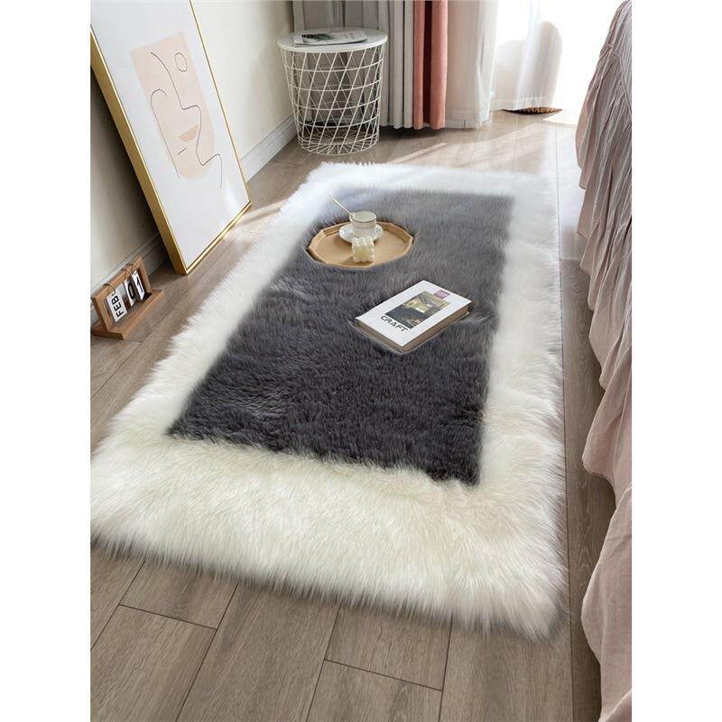 Back-shaped imitation wool thickened bedroom bedside carpet new simple fashion bay window long hair mat living room coffee table carpet