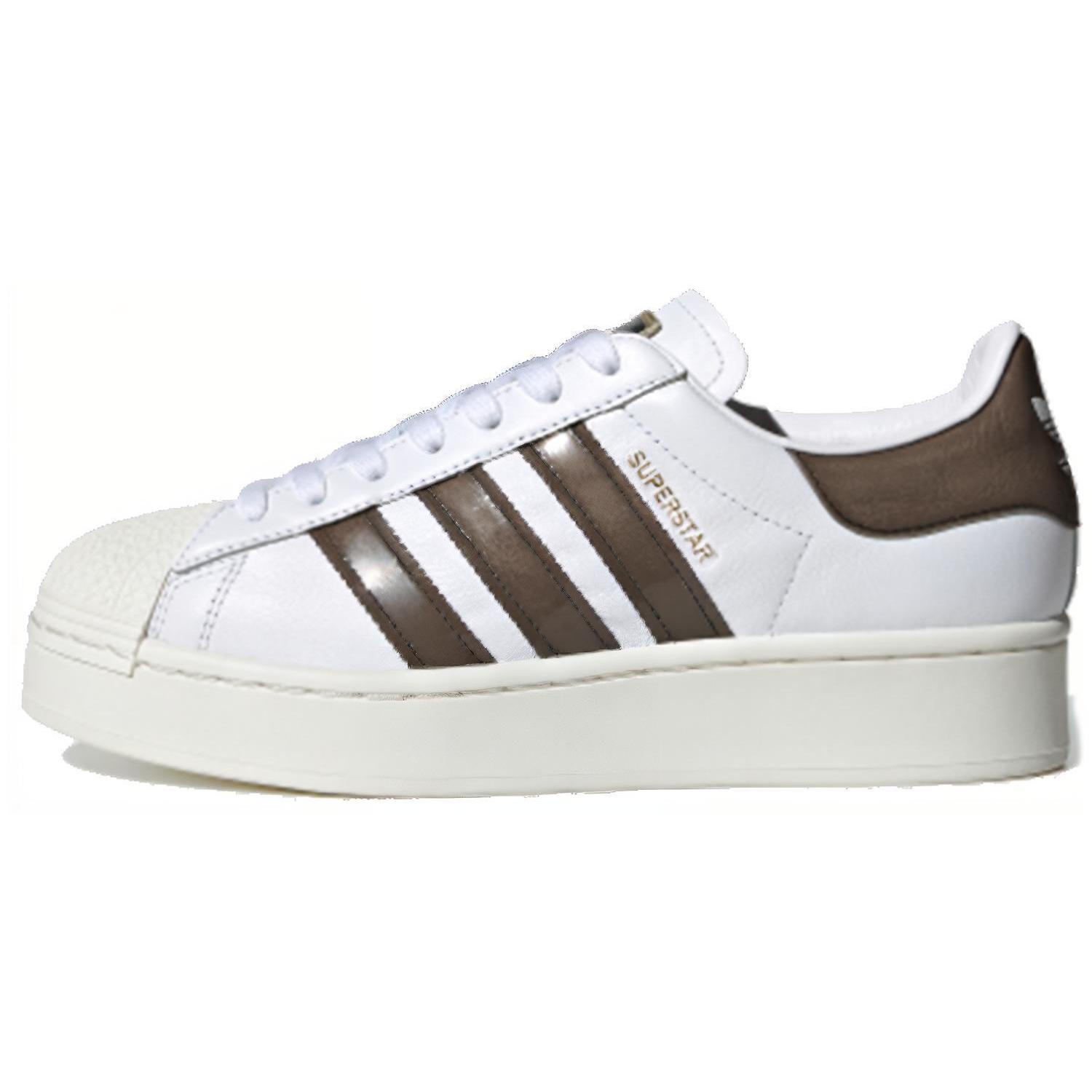 adidas originals Superstar Bold 轻便 低帮 板鞋 女款 白棕