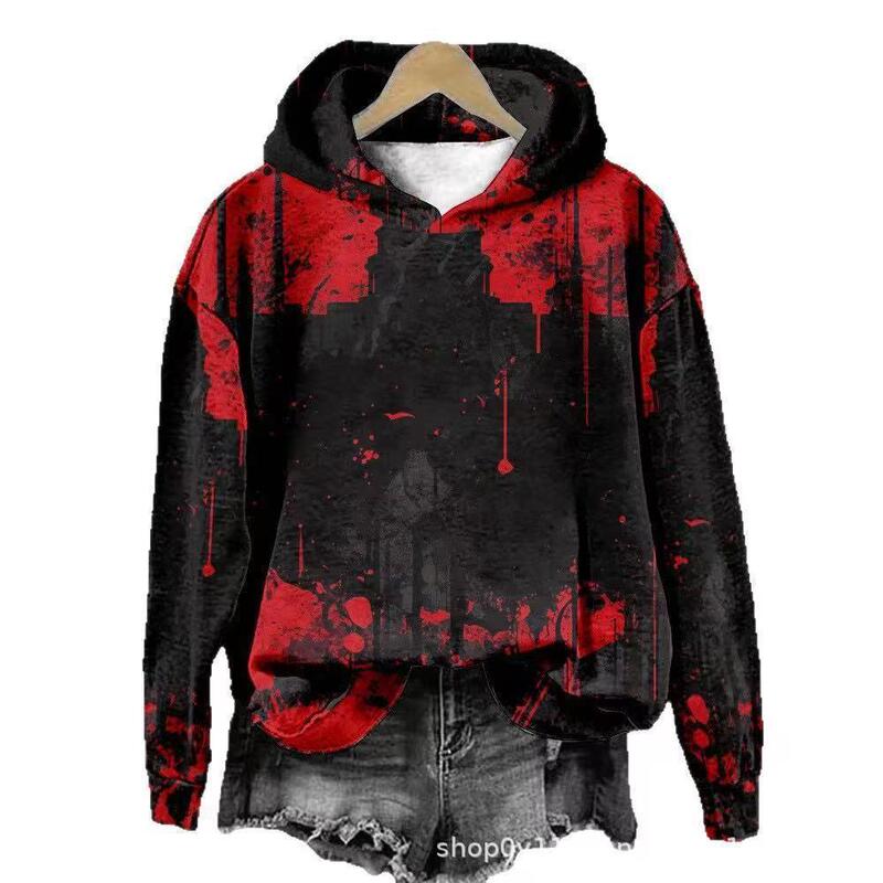 Cross-Border Foreign Trade 2025 Amazon Popular European and American Women's New Style Hoodie Halloween 3D Printed Autumn and Winter Sweatshirt