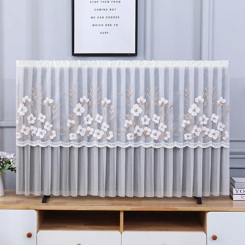 2025 new TV dustproof cover 100-inch 85-inch hanging desktop lace TV cover does not take off when turned on