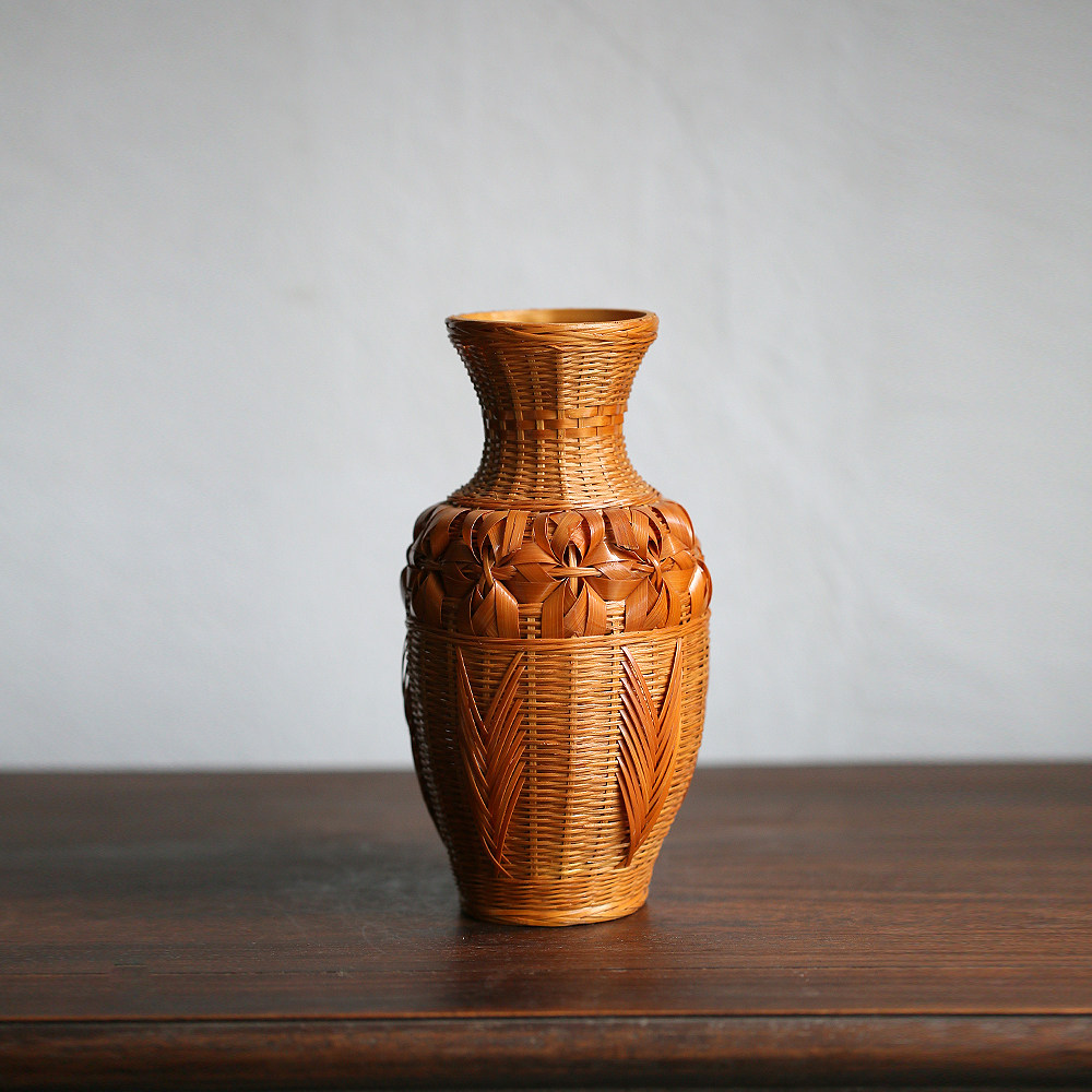 Japanese Floral Ware Fine Work of Bamboo Weave Floral Ware