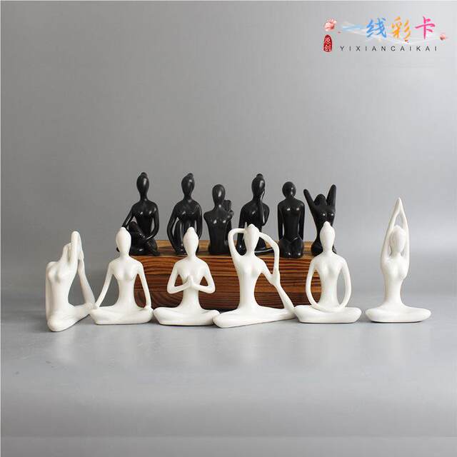 White porcelain figures simple decoration girl abstract modern yoga ceramic ornaments Kung Fu Yoga creative crafts
