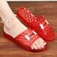 Crystal Sandals, Old-Fashioned Women's Style, Non-Slip, Non-Harmful to the Feet, Princess Transparent Flat-Soled Bathroom Shower Home Thick-Soled Sandals