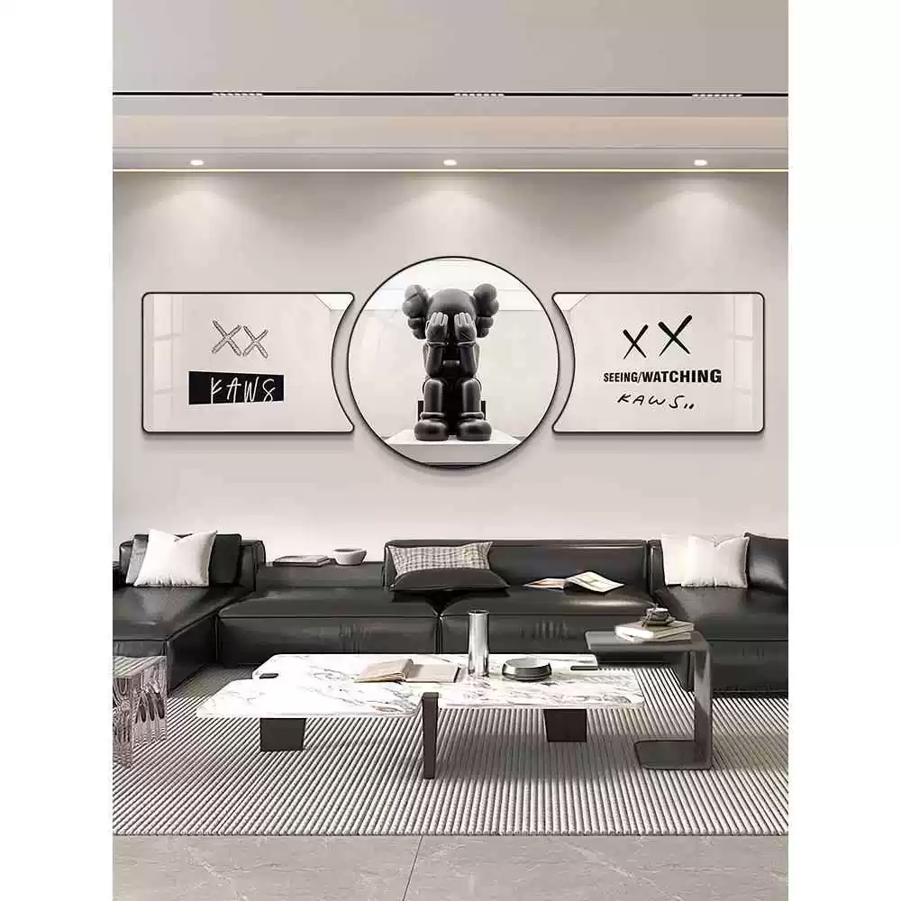 [ гостиная декоративная картина KAWS роскошь стиль диванная фон является современная минималистичная тройной набор]
