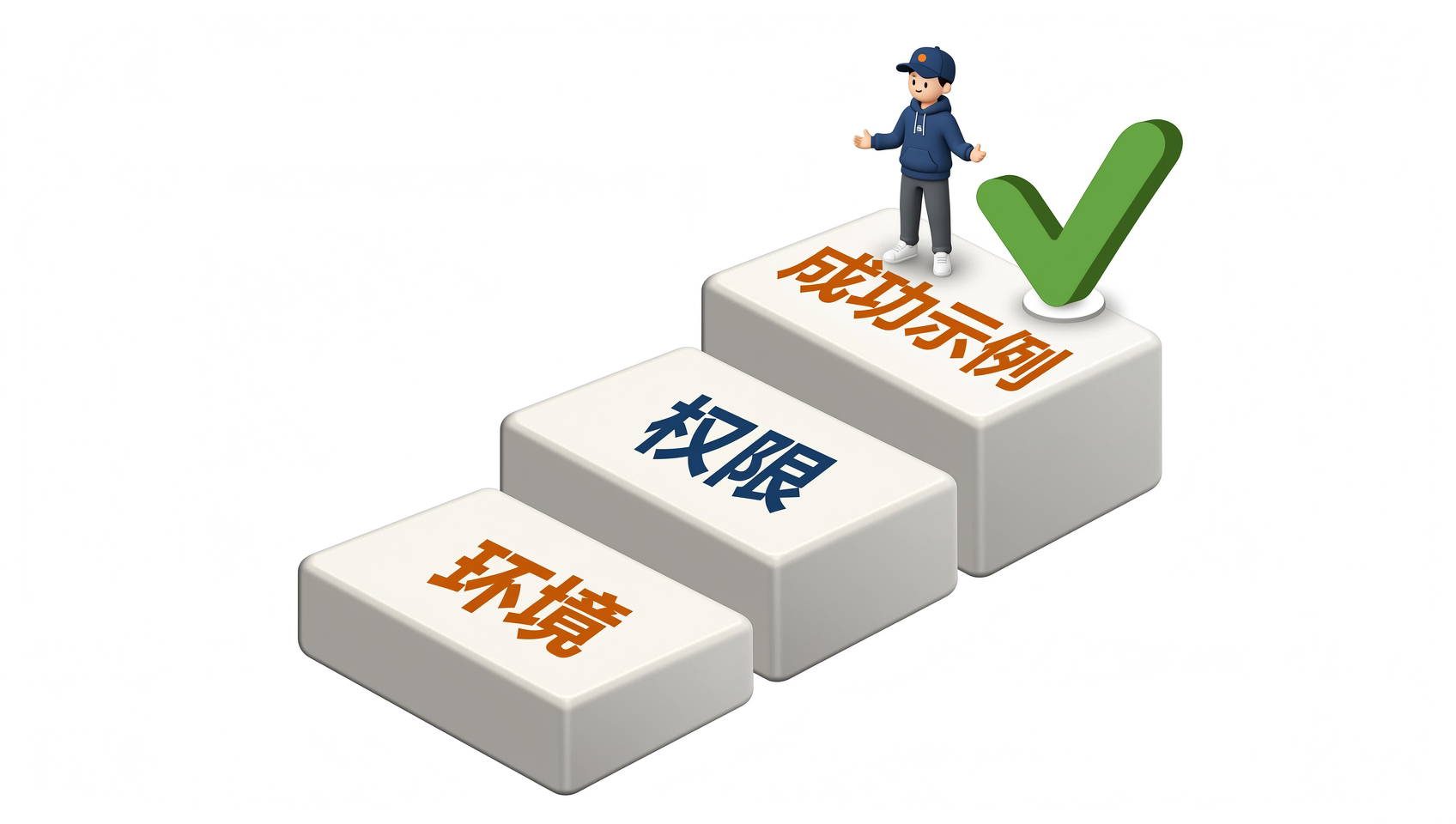 开发者首次验证的环境、权限与成功示例三步概念图