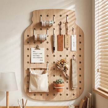 Honey head solid wood core hole board wall storage rack wall hanging board color entry partition storage rack wooden