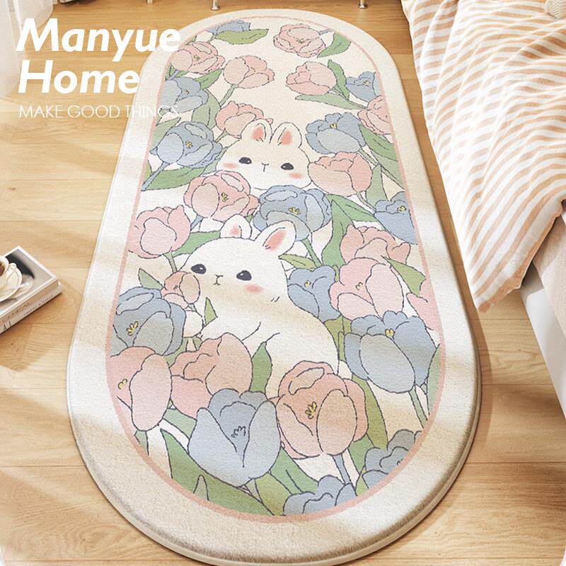 Manyuejia bedroom carpet bedside mat long cushion home children's room lamb velvet floor mat for sleeping and sitting