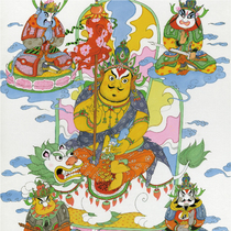 (Five-Way God of Wealth) Comic Master Cai Zhizhong Limited Edition Collection Zen Decoration Hanging Painting Solid Wood Framing