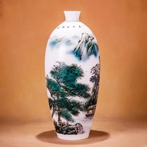 High-end landscape ceramic vases hand-painted by masters for living room flower arrangement and beautiful decoration entrance hall study light luxury home furnishings
