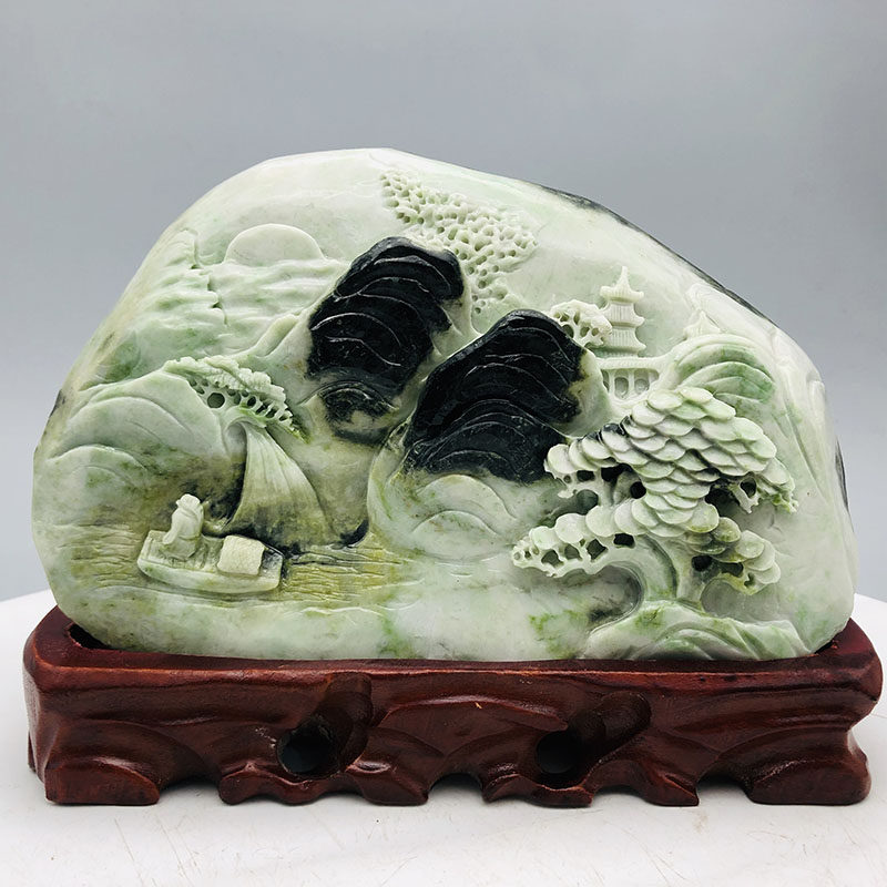 The source is straight for China's Big Four jade < One Fan Smooth Sailing > Solo Mountain Jade Pendulum 10 6 Jin y205