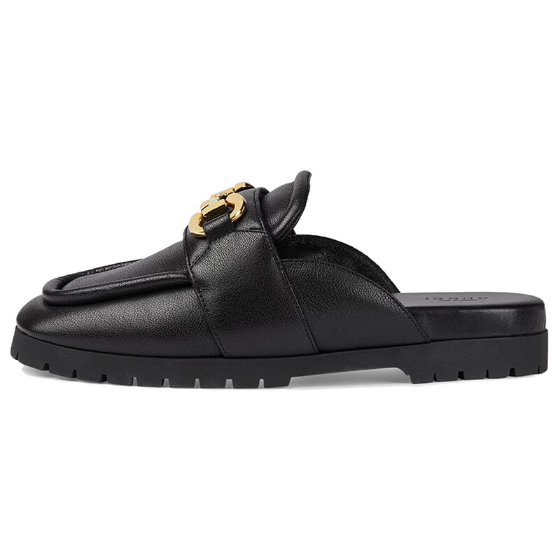 Gucci Horsebit Round-Toe Slip-On Flat Rubber Sole Clogs Women's Black