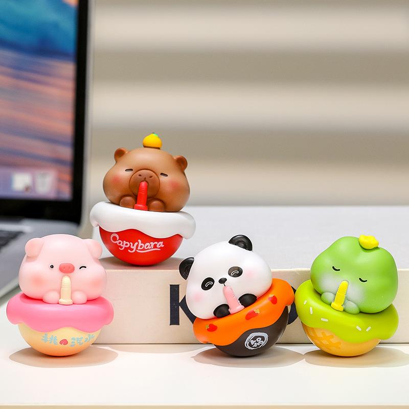 Cute Pet Cloud Paradise Roly-Poly Toy Stress-Relief Gadget Office Desk Decoration Lying down Animal Figurine Small Gift