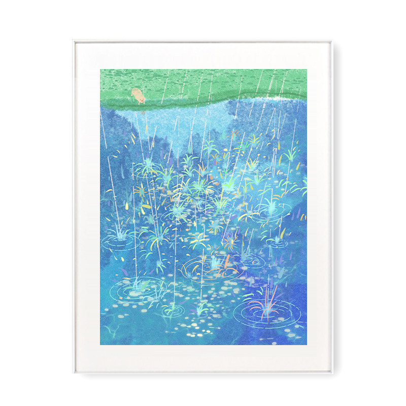 Fan welfare price (with a framed) pigeon white The white < Rain is the fireworks of the gods > Sign up for the limited edition of the painting-Taobao