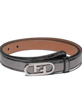 FENDI 芬迪 皮革O'Lock窄版板扣式皮带腰带 女款 枪灰色 宽2cm