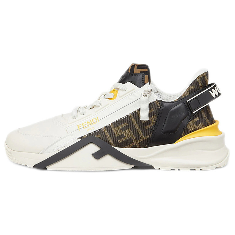 Fendi/Fendi Leather Lace-Up Zipper Non-Slip Wear-Resistant Low-Top Casual Sports Shoes for Men in White