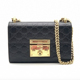 9.5新Gucci 古驰Padlock盒子包女款 小号皮革黑色单肩斜挎包送礼物