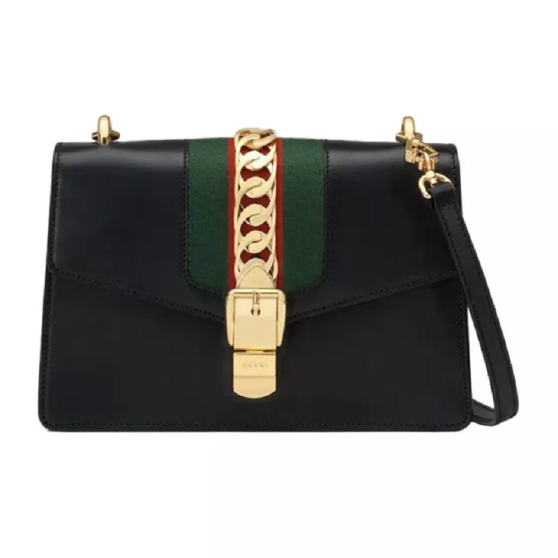 9.9 New Gucci/Gucci Black Serbian Medium-Sized Shoulder Crossbody Bag