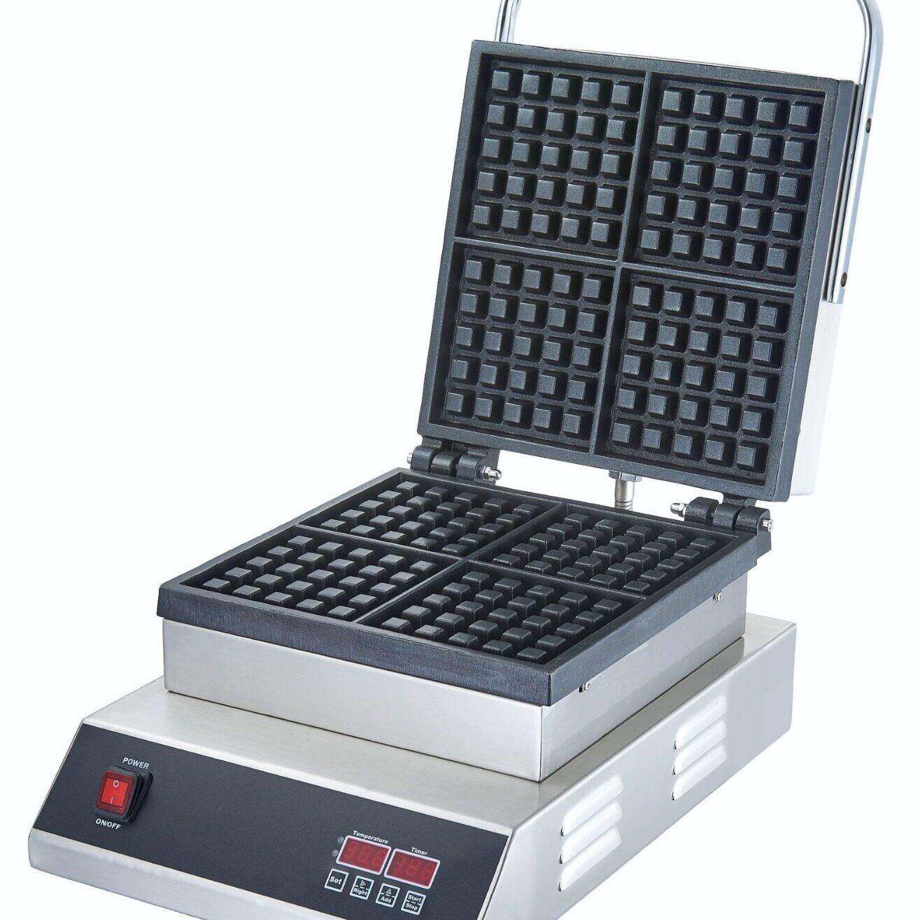 Guangzhou's first commercial digital display system, Belgian waffle oven, large four-compartment electric baking pan, evenly heats scones on both sides