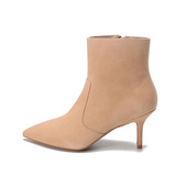 Stuart 裸色 女款 Weitzman 绒面材质尖头高跟短靴7cm