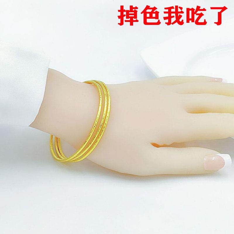 Zhou Dafu beauty never faded 3D hard gold bracelet women's third generation 24k real gold 999 three round hands