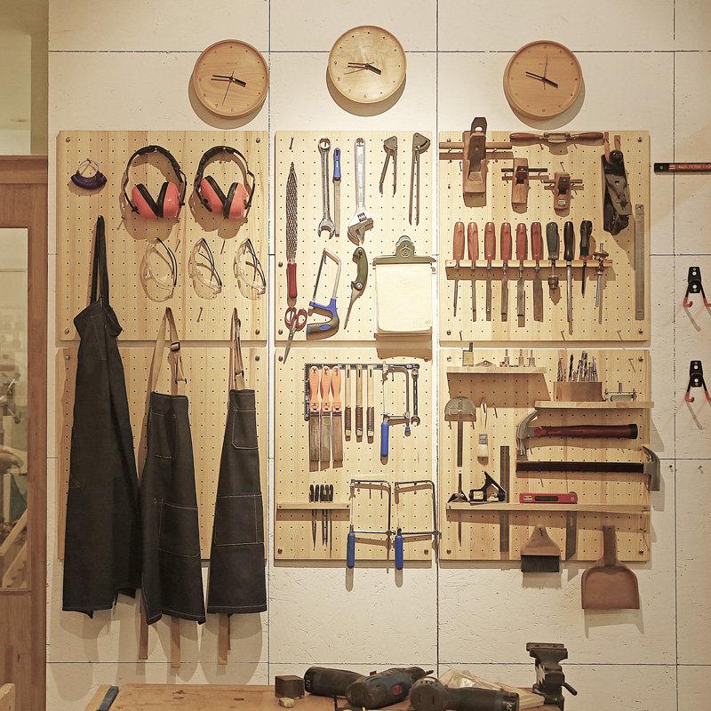 Wooden hole board custom-made tools wall home storage entrance entrance hole board Nordic wall shelf