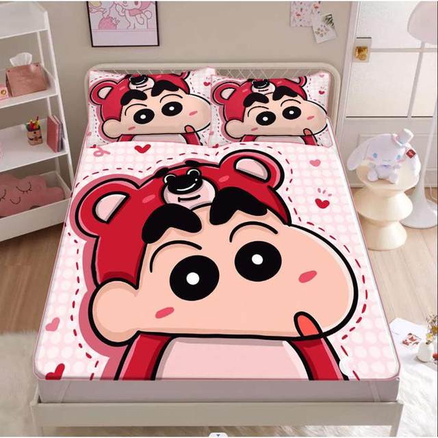 Crayon Shin-Shin Summer Ice Silk Cool Mat Three-piece Set Home Children's Bed Sheet Mat Student Dormitory Machine Washable Cool Mat