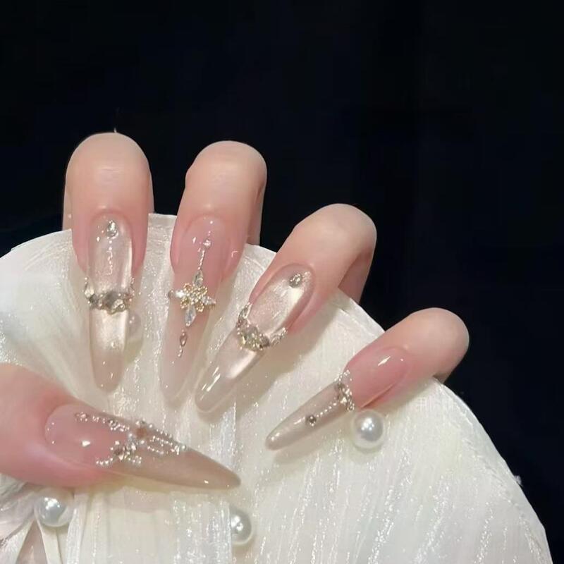 Champagne Candlestick French-Style Light Luxury Handmade Cat-Eye Nail Stickers That Enhance Complexion Factory
