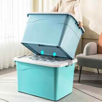 No. storing box plastic clothes quilt sorting box with cover storage box transparent pulley thickened storage box