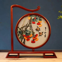 Suzhou embroidery finely polished pure handmade rosewood double-sided embroidery ornament Everything goes as you wish Chinese style craft gift