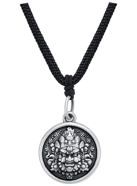 中国黄金足银黄财神吊坠纯银男女招财好运项链生日礼物送男友