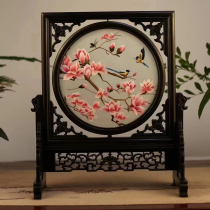 Su embroidery pure hand embroidery purple sandalwood double-sided embroidery ornament Magnolia Flowers and Birds new Chinese style craft gift