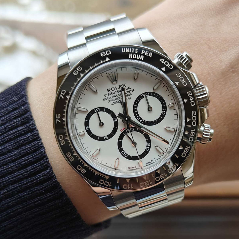Rolex New Model White Steel Panda Daytona 126500 Automatic Mechanical Watch for Men, Genuine, 99% New, Never Used