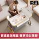 Aluminum Alloy Baby Crib with Cover, Movable Newborn Splicing Large Bed, Multifunctional Portable Foldable Baby Rocking Bed