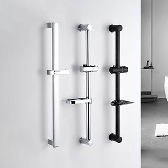 Shower Set with 304 Stainless Steel Shower Rod, Adjustable Slide Bar, Soap Holder, and Shower Bracket