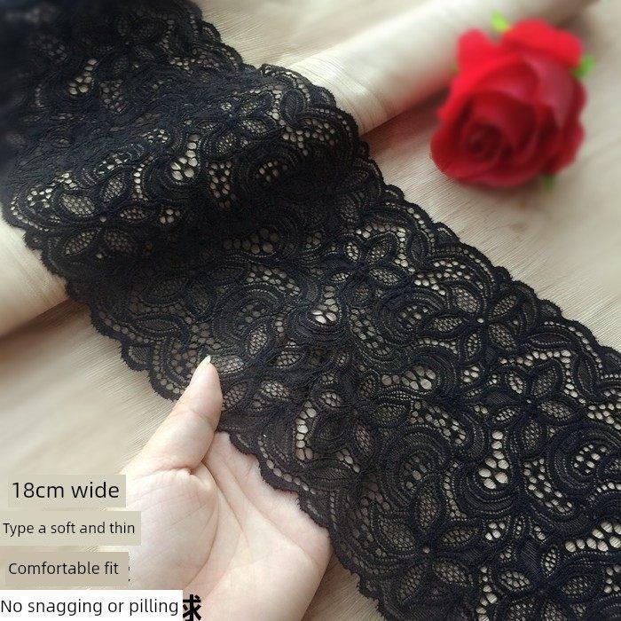 Multiple Styles of Black Thickened and Widened Exquisite Embroidered Elastic Hollow Lace Trim for Skirt Hems and Chest Wrapping Accessories