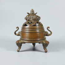 Elephant head and three-legged incense burner copper ornaments home accessories gifts living room tabletop copper crafts incense burner