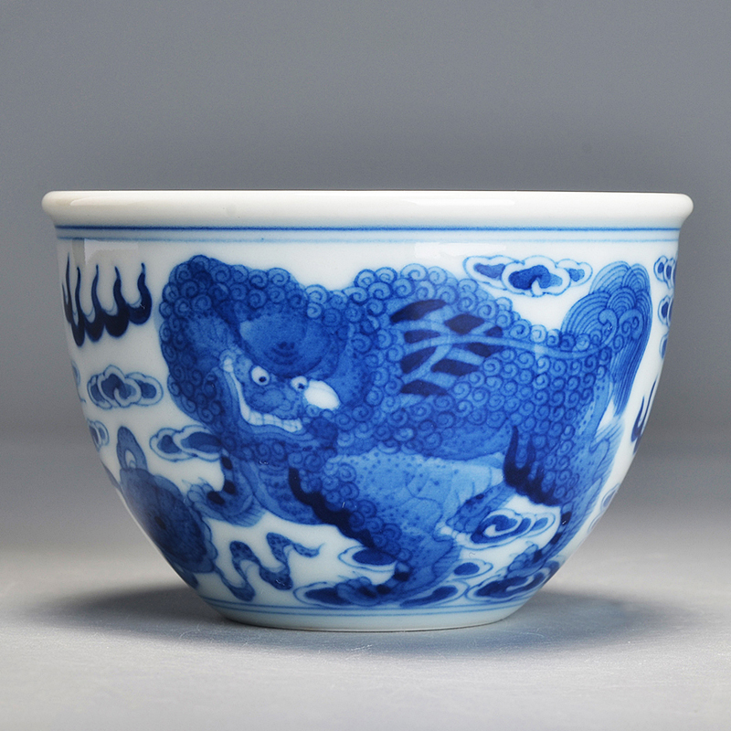 Ger Things Things Ruyi Qinghua Eastern Meter Cup Tea Cup Master's Cup Full Handmade Single Cup Jingdezhen Kung Fu Tea Set