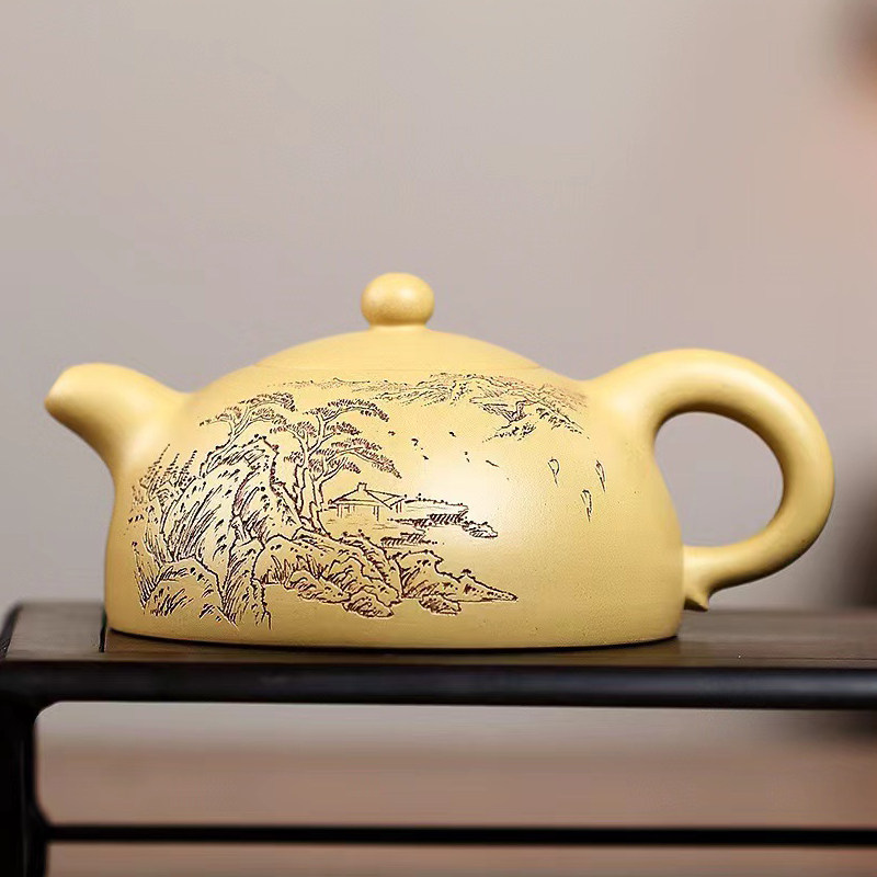 Crafts Fine Arts Division Zhou Hongming Original Mine This Mountain Green < Half Moon > Capacity 460 ml