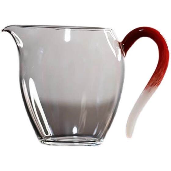 Heat-Resistant Transparent Glass Fair Cup, Kung Fu Tea Sharing Pitcher, High-End Japanese-Style Colored Handle, Spout-Shaped Tea Cup, Tea Set